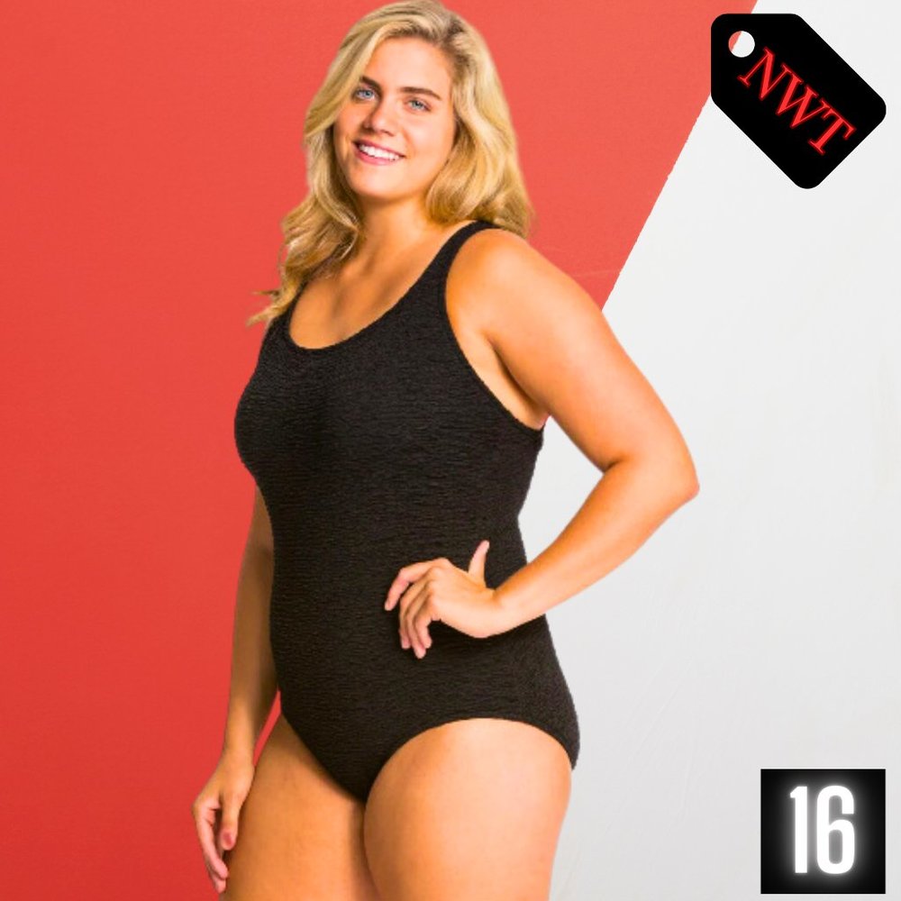 Penbrooke Krinkle Tummy Control Chlorine Resistant One Piece Cross Back Swimsuit